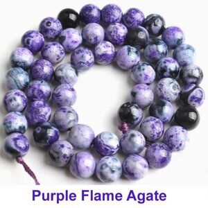 Purple Flame Agate Beads. 15" Strand.